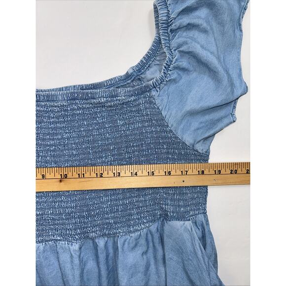 Torrid Blue Off Shoulder Smocked Skater Dress 3XL Pockets S/S Mini Blue - Picture 7 of 9